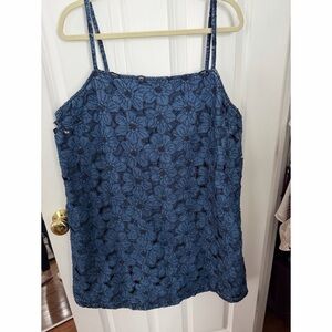 Floral denim cutout mini dress